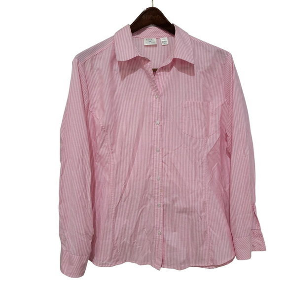 Lee Riders Easy Care Long-Sleeves Pink Striped Fitted Button-Up Shirt Size 2XL - Picture 1 of 8